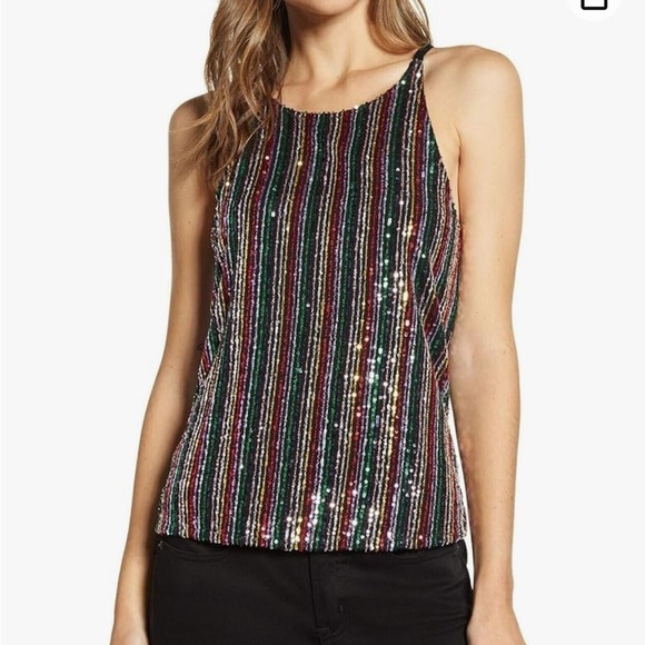 Sanctuary Womens Sequined Party Tank Top Black Size Small - Picture 1 of 6